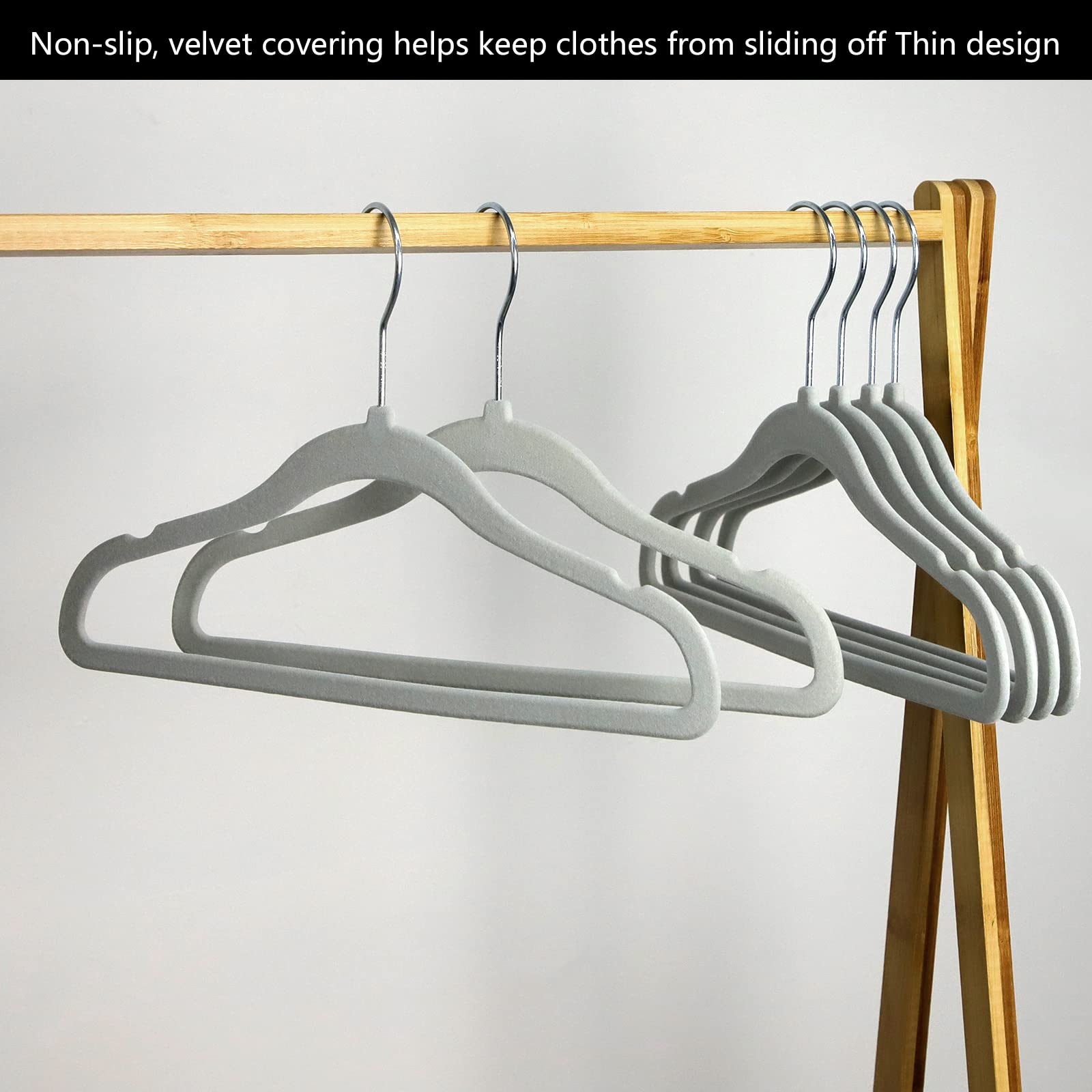 Goodtou Kids Hangers Velvet 50 Pack Baby Hangers For Closet Non Slip Childrens Infant Hangers Grey